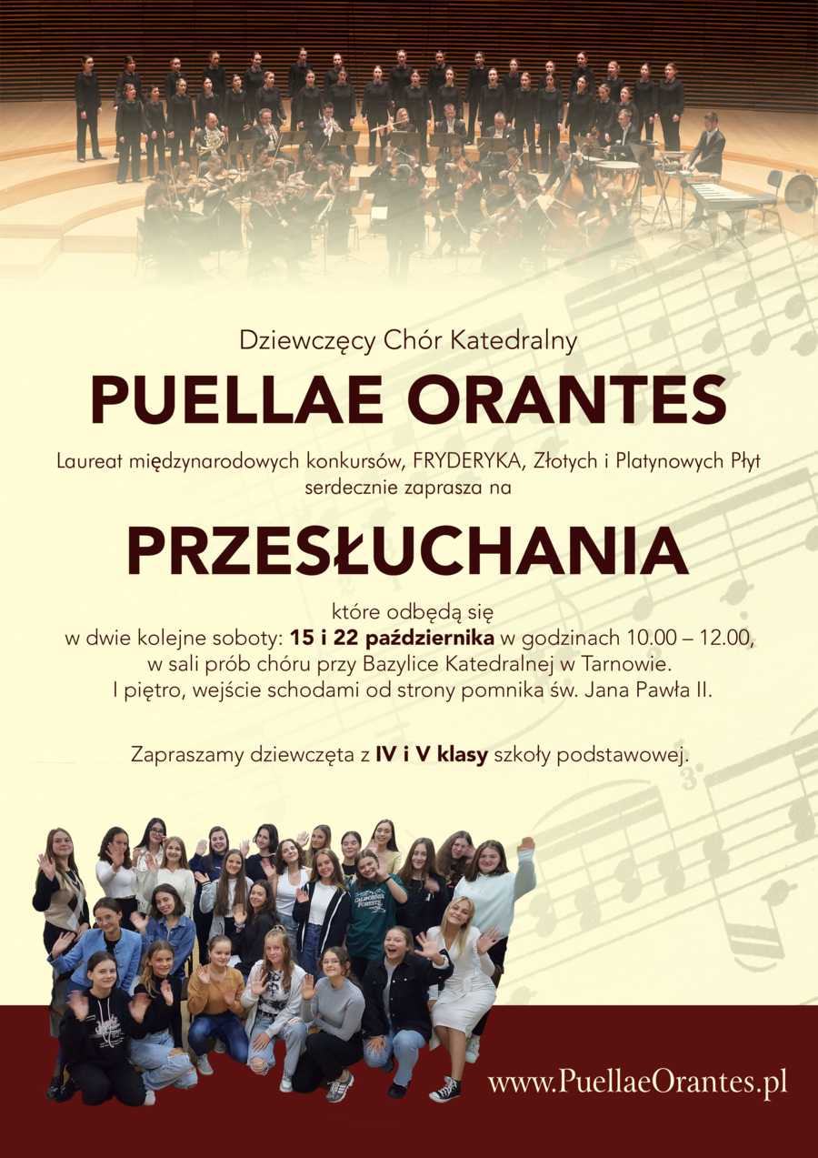 Plakat przesłuchań do Puellae Orantes